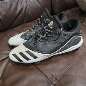 Adidas Men's Black and White Baseball Cleats